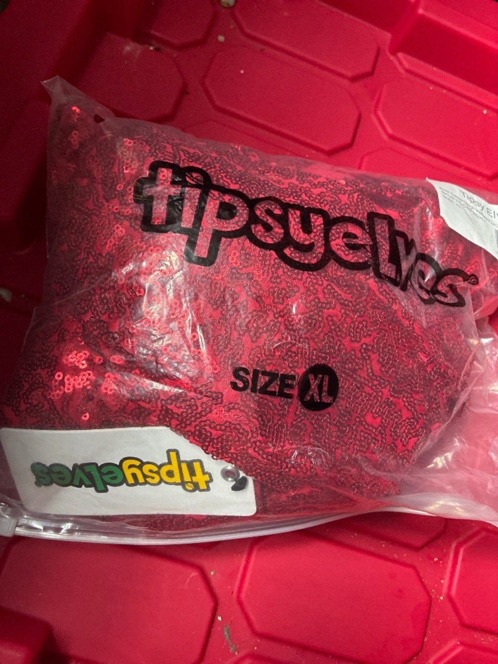 Tipsy Elves Red Sequin Pants Women's XL Sparkle